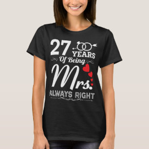27 Years Of Being Mrs. Wife 27th Wedding Anniversa T-Shirt