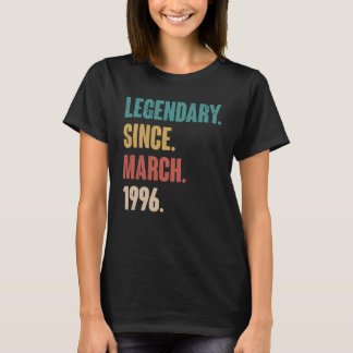 27 Years Old Vintage 1996 Birthday March 27th Deco T-Shirt
