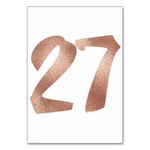 27Table Number White Metallic Pink Rose Gold Table Number