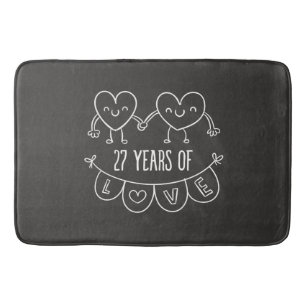 27th Anniversary Gift Chalk Hearts Bath Mat