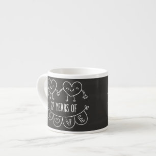 27th Anniversary Gift Chalk Hearts Espresso Cup