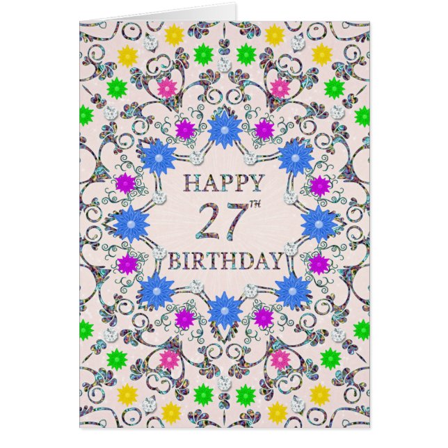 27th Birthday Abstract Flowers  (Front)