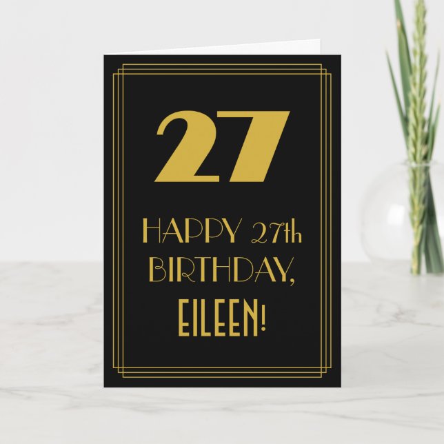 27th Birthday ~ Art Deco Inspired Look "27" & Name Card (Front)