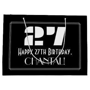 27th Birthday ~ Art Deco Inspired Look "27" + Name Large Gift Bag