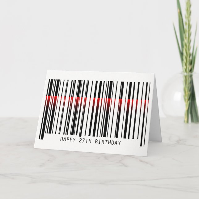 27th Birthday Barcode with laser Card (Front)