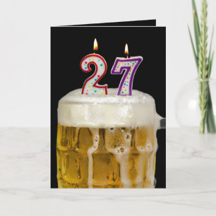 27th Birthday Beer on black Card