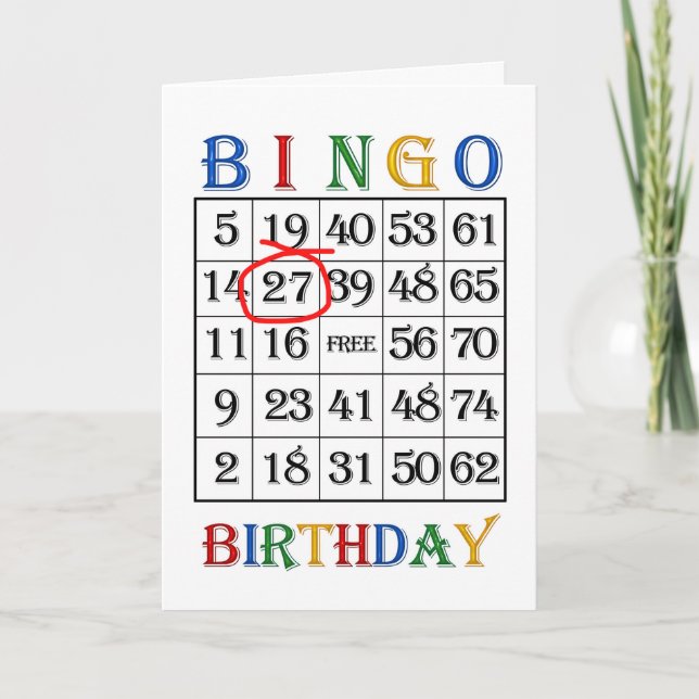 27th Birthday Bingo card (Front)