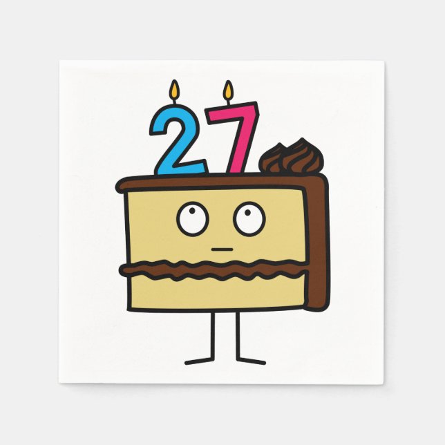 27th Birthday Cake with Candles Napkin (Front)