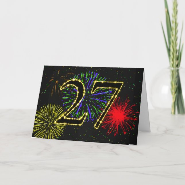 27th Birthday card with fireworks (Front)