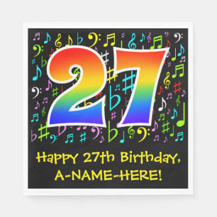27th Birthday - Colourful Music Symbols, Rainbow 2 Napkin