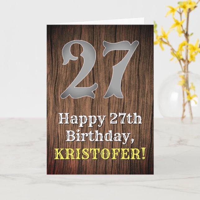 27th Birthday: Country Western Inspired Look, Name Card (Yellow Flower)