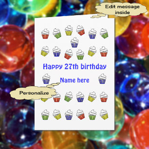 27th birthday cupcakes personalised name card