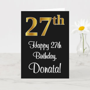 27th Birthday ~ Elegant Luxurious Faux Gold Look # Card