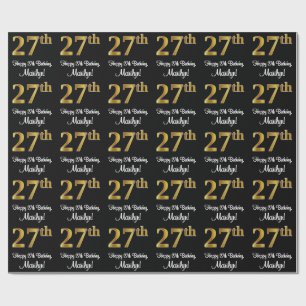 27th Birthday: Elegant Luxurious Faux Gold Look # Wrapping Paper