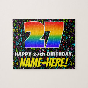 27th Birthday — Fun, Colourful Music Symbols & “27 Jigsaw Puzzle