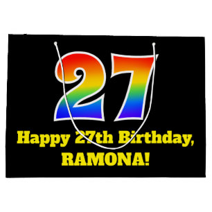 27th Birthday ~ Fun, Colourful, Vibrant, Rainbow 2 Large Gift Bag