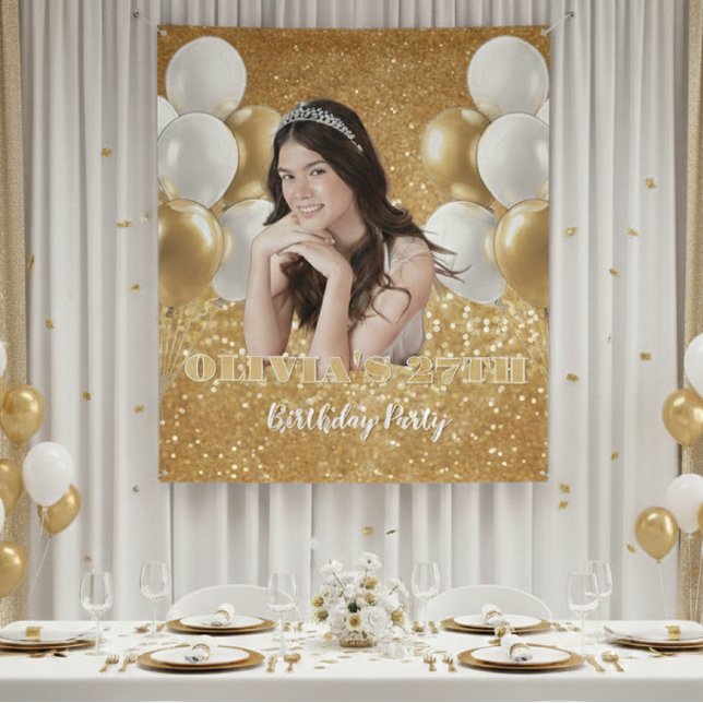 27th Birthday Gold Glitter Tapestry Premium  (Creator Uploaded)