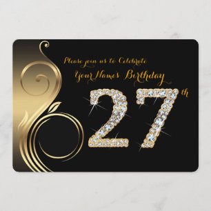 27th,Birthday Invitation,Number Diamond,Photo Invitation