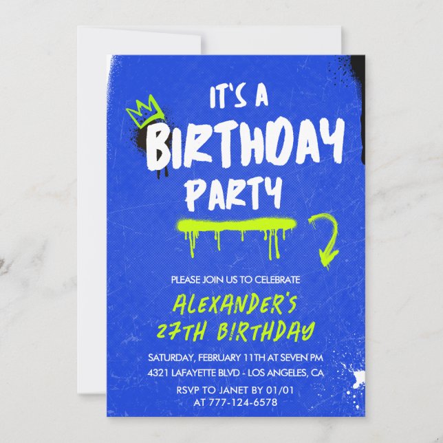 27th birthday invitations Men Graffiti Spray paint (Front)