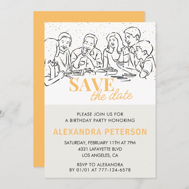 27th birthday invitations Save the date Dinner (Front/Back)