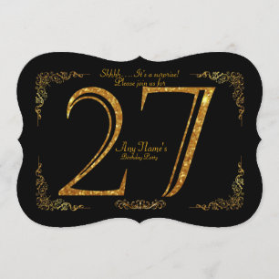 27th,Birthday party 27th,great Gatsby,black & gold Invitation