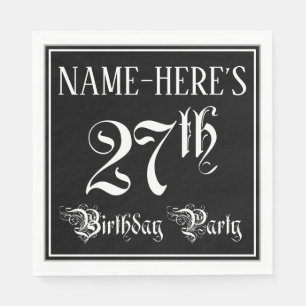 27th Birthday Party — Fancy Script + Custom Name Napkin