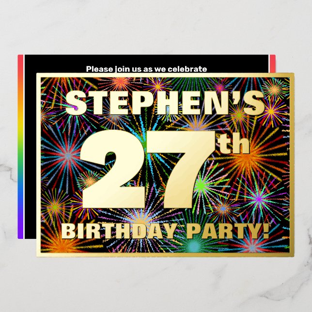 27th Birthday Party — Fun, Colourful Fireworks Loo (Front/Back)