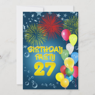 27th Birthday party Invitation with balloons