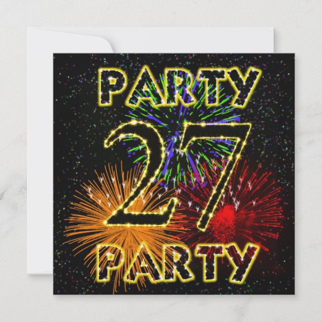 27th birthday party invitation with fireworks (Front)