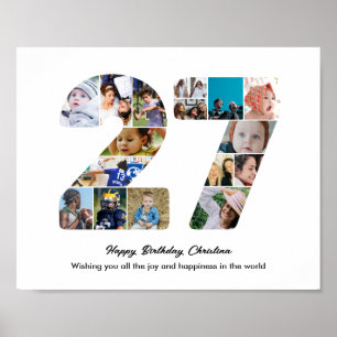 27th Birthday Party Number 27 Photo Collage Poster