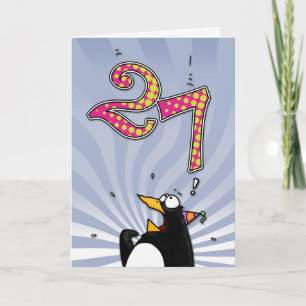 27th Birthday - Penguin Surprise Card