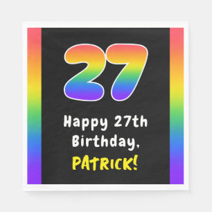 27th Birthday: Rainbow Spectrum # 27, Custom Name Napkin