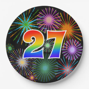 27th Event - Fun, Colourful, Bold, Rainbow 27 Paper Plate