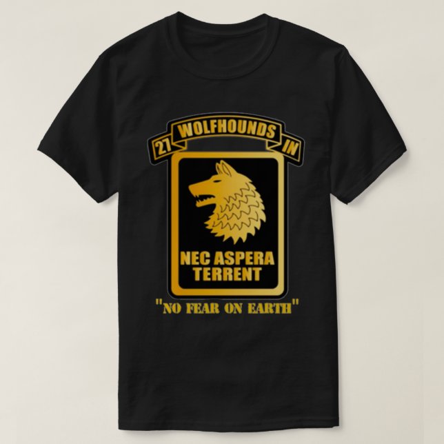 27th Infantry Regiment Wolfhounds Chest Nec Aspera T-Shirt (Design Front)