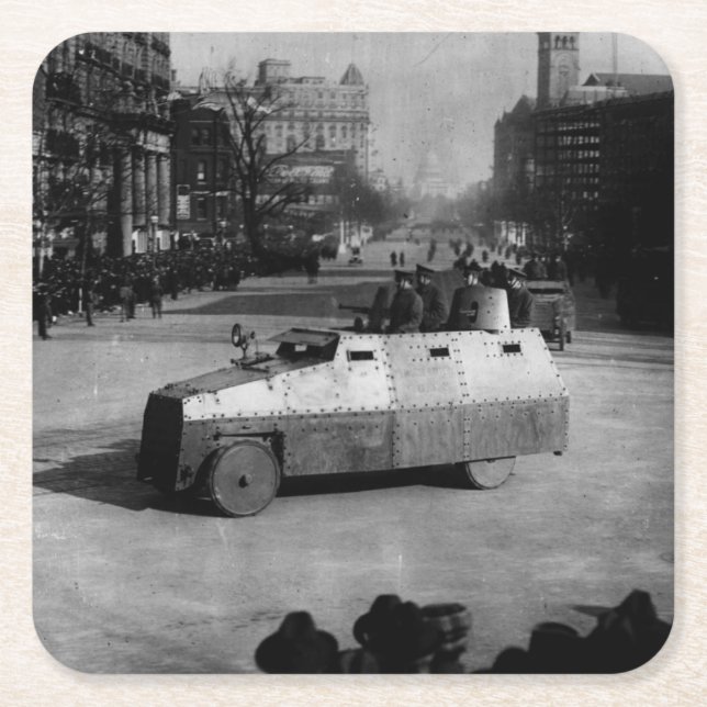 27th March 1917:  The armoured vehicle squadron Square Paper Coaster (Front)