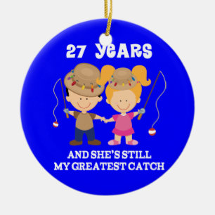 27th Wedding Anniversary Funny Gift For Him Ceramic Tree Decoration