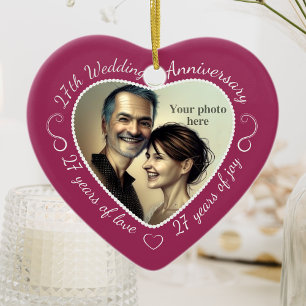 27th Wedding Anniversary Photo Ceramic Tree Decoration