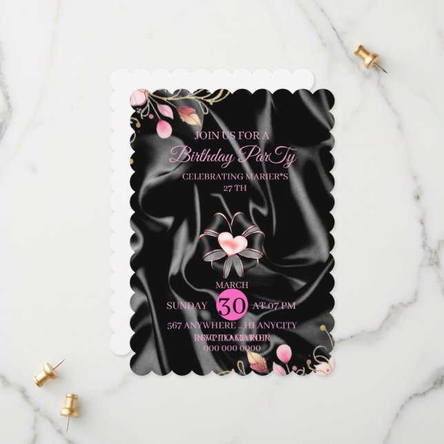 27thbirthday invitation sparkling pink27th digital (Front/Back In Situ)