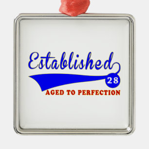 28 Birthday Aged To Perfection Metal Tree Decoration