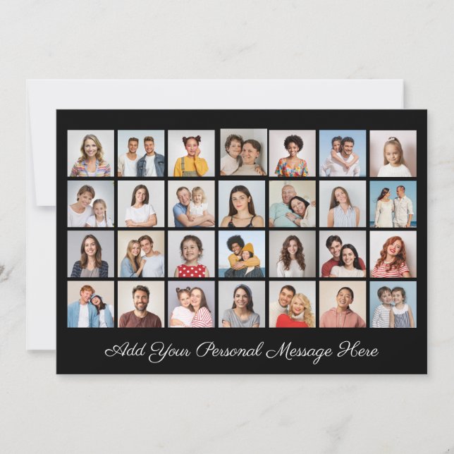 28 Photo Collage Add Your Own Greeting Flat  Card (Front)