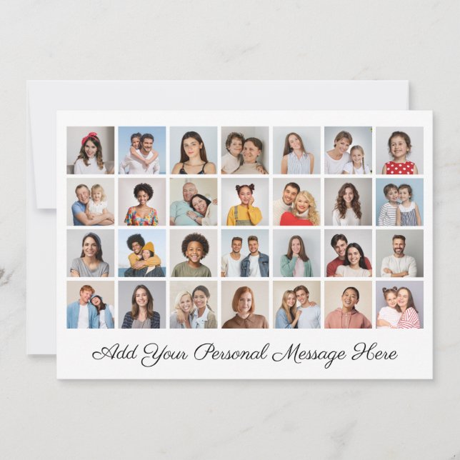 28 Photo Collage Add Your Own Greeting Flat Card (Front)