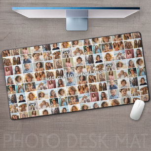 28 Photo Collage All Over Pattern - Script Text Desk Mat
