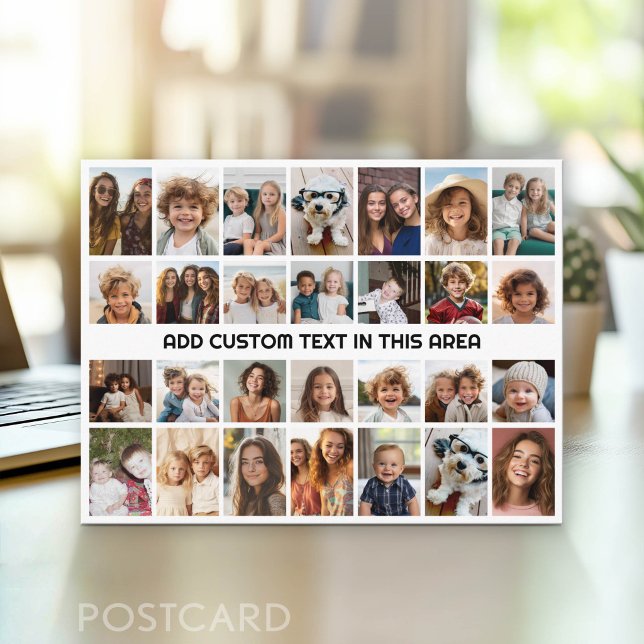 28 Photo Collage Grid - 1 Text box Postcard (Photo Postcard - Customize with your favorite photos)