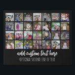 28 Photo Collage Grid - 2 Text boxes - black white Faux Canvas Print<br><div class="desc">Use 28 SQUARE photos to create a personal photo collage. This modern, clean layout includes 2 text blocks - one in a modern script and one in a san serif font to add a family name or a year or event. The background colour can be changed in the customise area....</div>