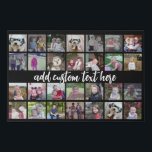 28 Photo Collage Grid - Script Text - black white Faux Canvas Print<br><div class="desc">Use 28 SQUARE photos to create a personal photo collage. This modern, clean layout includes a text block in a modern script font to add a family name or a name. The background colour can be changed in the customise area. ***For best results for this multi photo layout - crop...</div>