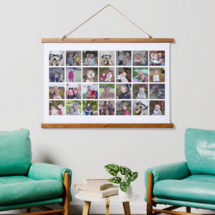 28 Photo Collage on White - 4 rows 7 columns Hanging Tapestry