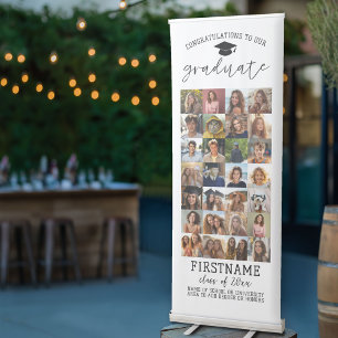 28 Photo - Graduation Modern Minimal White Retractable Banner
