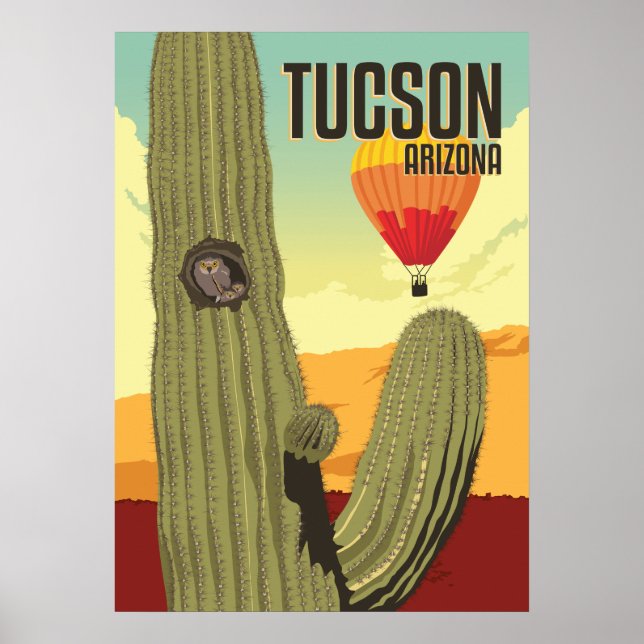 28"x20 Elf Owl in Saguaro - Tucson, Arizona Poster (Front)