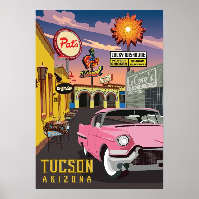 28"x20" Retro Restaurant Signs - Tucson, AZ (Front)