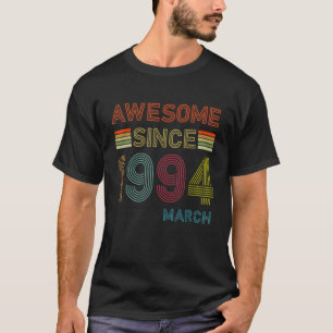 28 Year Old Awesome Since March 1994 28th Birthday T-Shirt